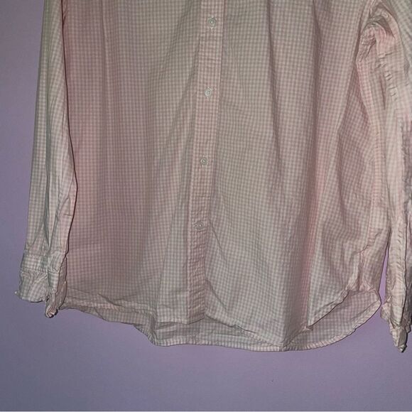 J Crew 18 Classic Button Shirt Pink Gingham Cotton Long Sleeve Ruffles - Picture 3 of 8